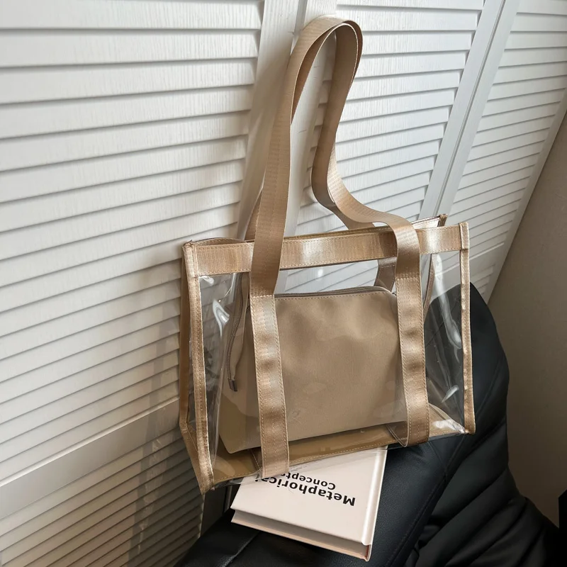 حقائب يد بسحاب ذات ألوان سادة من مادة PVC شفافة ذات سعة كبيرة للنساء 2026 حقيبة عالية الجودة للأم والابن #3