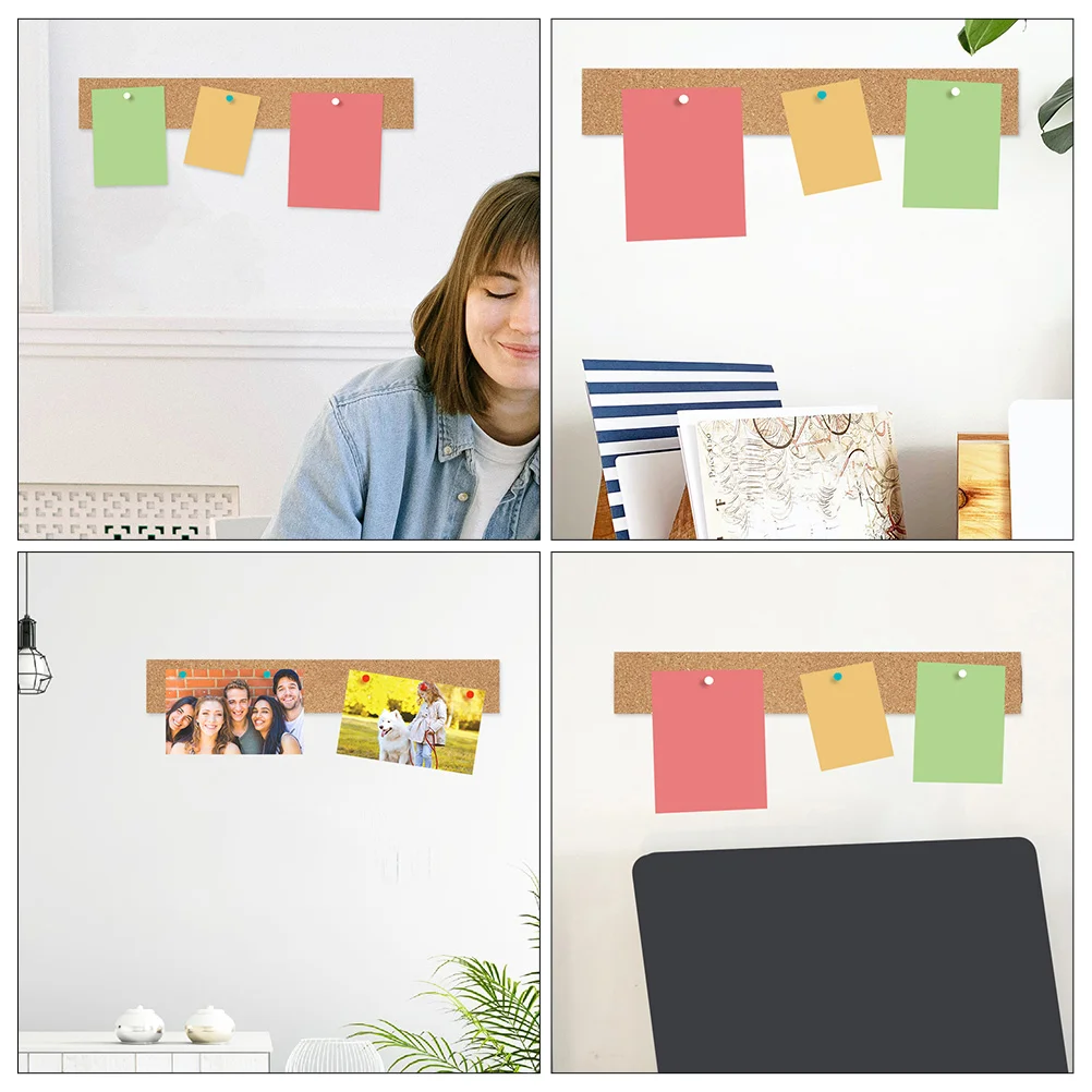 3 Pcs Adhesive Cork Strips Photo Wall Frameless Memo Board Ceramic Tile for Home Push Pin