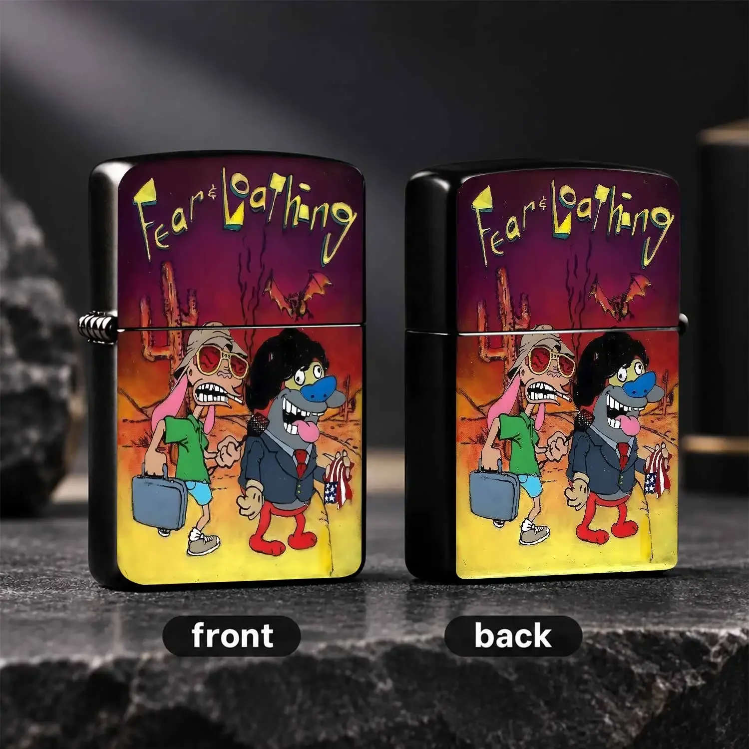 Creative Fear And Loathing Themed Lighter, Retro Desert Adventure Animation Peripheral, Fun Quirky Desktop Decor, Portable All-Scene Daily Use Ignition Accessory, Unique Souvenir Gift For Animation Hobbyists Interesting And Humorous Lighter