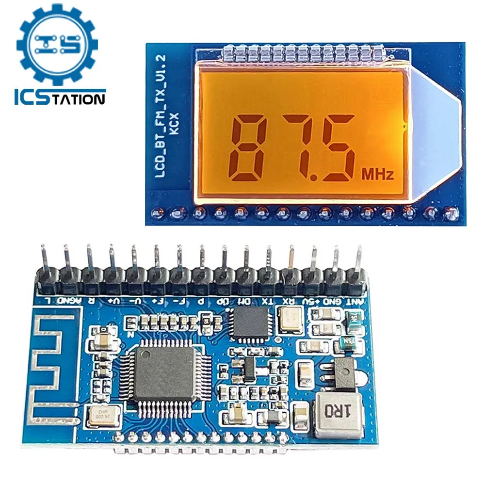 76-108MHz FM Stereo Audio Transmitter Module Bluetooth-Compatible Wireless Digital LCD Display 500m Audio Frequency 20Hz-15KHz