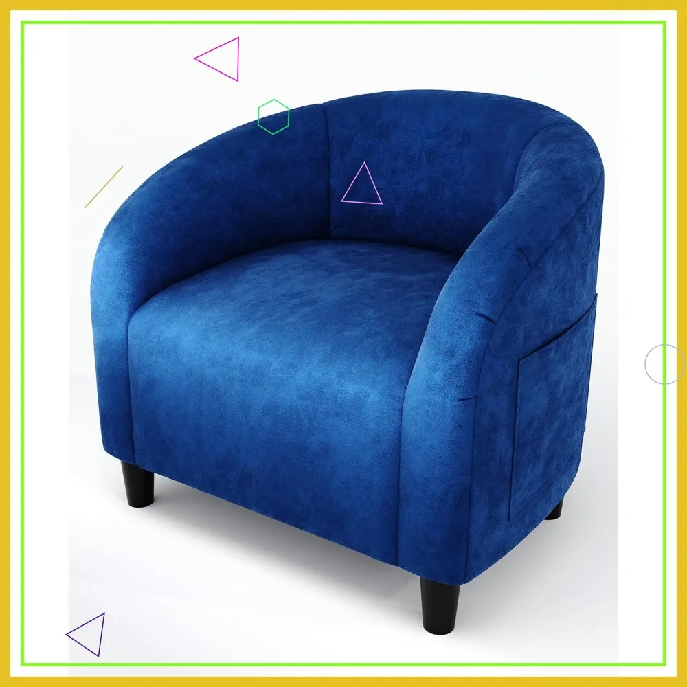 

Кресло-бочонок темно-синего цвета с мягким мягким сиденьем и прочными ножками для гостиной, спальни или приемной