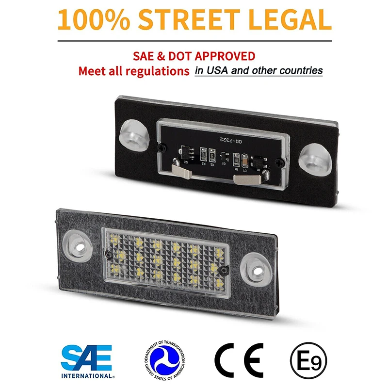 2Pcs Canbus LED License Plate Lights For Audi A2 Type 8Z BJ 1999-2005 Car Rear Number Plate Lamps 18smd 6000K Super Bright view 2
