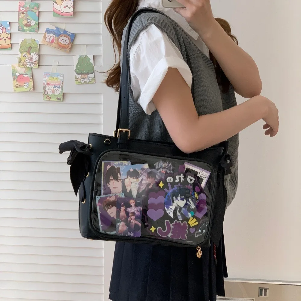 

Japanese-style Ribbon Transparent Anime Crossbody Bag Casual Versatile Single-shoulder Shoulder Bag for Outdoor Shopping