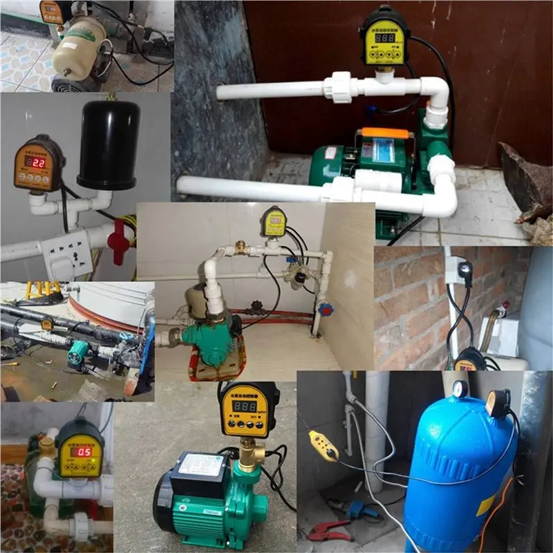 AT51-3X Pressure Controller Switch 0-10Bar 1/2In Interface Water Oil Compressor 220V Digital Automatic Water Pump EU Plug