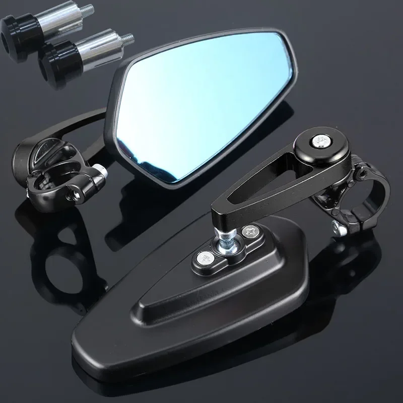 7/8 Inch CNC Machining Motorcycle Universal Clear Glass Pedal Handlebar End Mirror Accessories for Wide Range espejos para moto