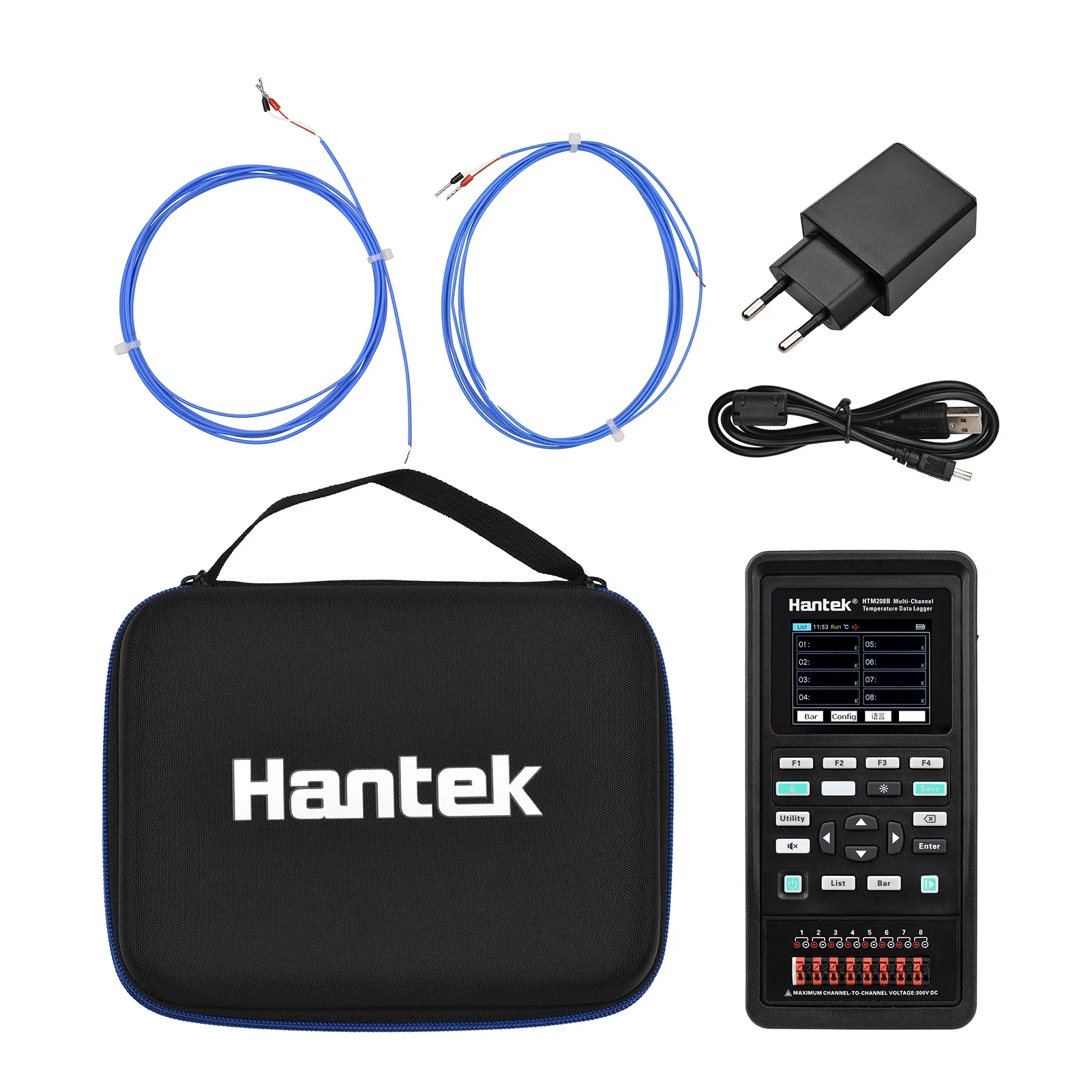 Hantek HTM208B 8-channel Temperature Data Logger Rechargeable Temperature-recording Instrument 2.8-inch LCD Digital Tester