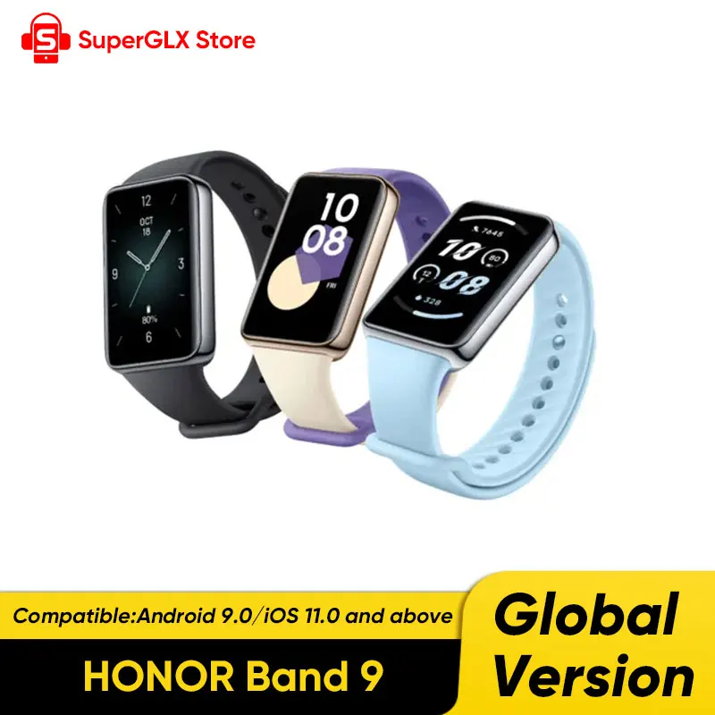 Global Version HONOR Band 9 Band9 1.57'' Large Screen Curved Edge Design Fitness Age 14 Days Battery Life