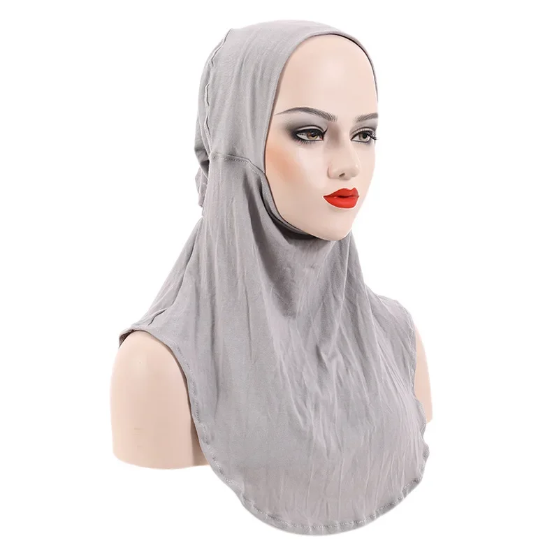 Gorros interiores de Hijab para mujer, algodón elástico musulmán, bufanda interior islámica, gorro de cobertura completa, pañuelo para la cabeza, turbante árabe liso