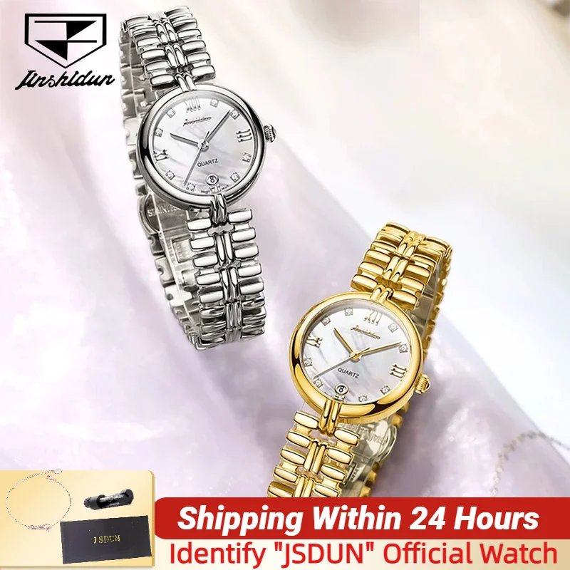 

JSDUN 8987 Женские часы Импортные кварцевые механизмы с календарем 30 м Водонепроницаемые роскошные женские часы из нержавеющей стали