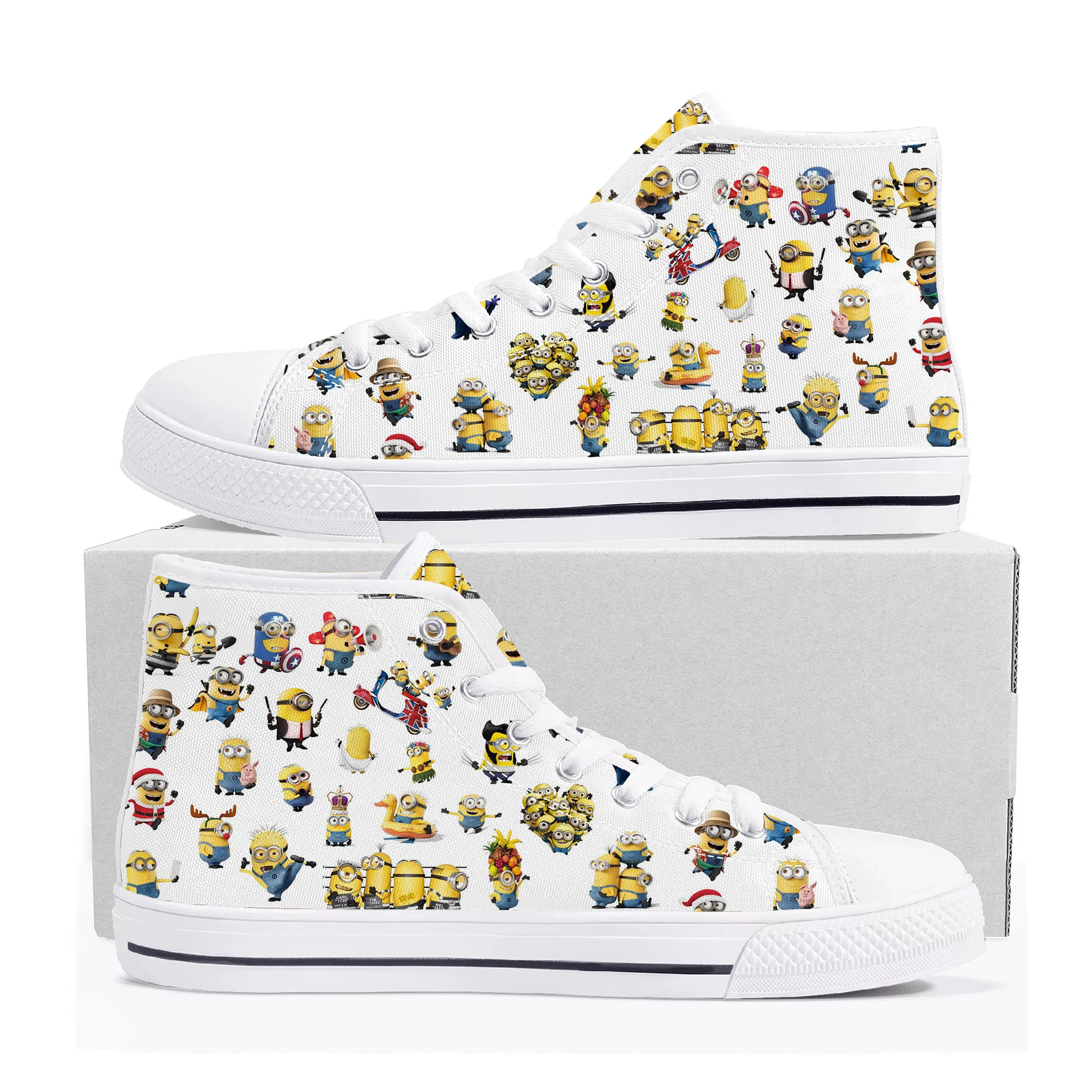 Kevin Stewart Bob High Top Sneakers Little Yellow Man Cartoon Mens Womens High Quality Canvas Shoes Casual Tailor Made Sneaker