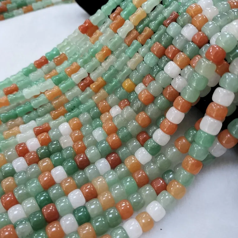 multicolor green jade roundelle bamboo  8/12mm  38cm for DIY jewelry making FPPJ wholesale loose beads nature