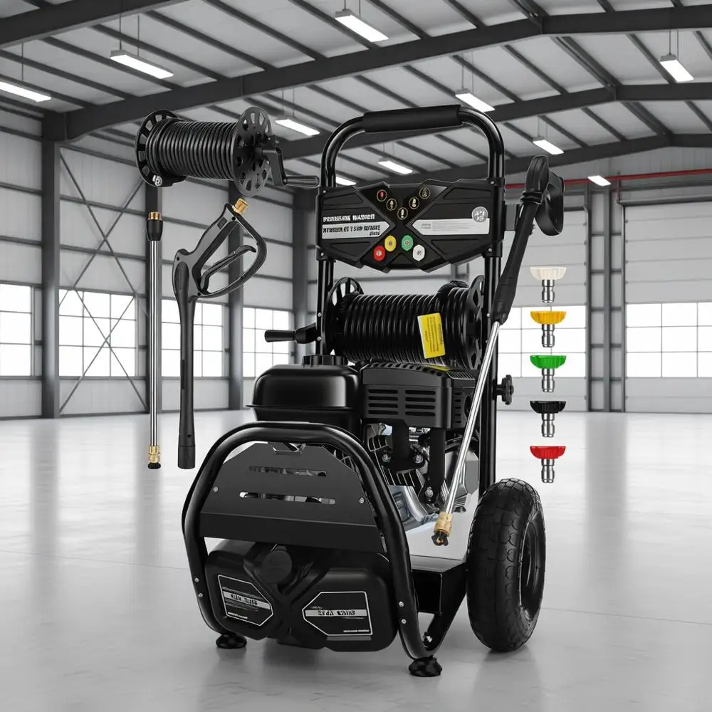 

Бензиновая мойка высокого давления 4200 фунтов на кв. дюйм, 4.0 галлонов в минуту, 212 куб. см, коммерческая, с шлангом 32 фунта на кв. дюйм и 5 насадками