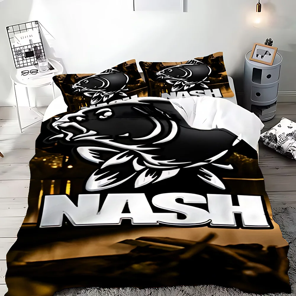 3D Printed Nash Fishing logo Bedding Set for Boys Girls Duvet Cover Pillowcase Twin Queen King Full Single Double Sizes