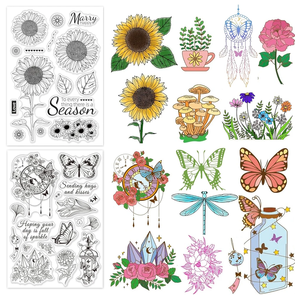 

Sunflower Clear Stamps Transparent Silicone Stamp for Card Making Decoration and DIY Scrapbooking