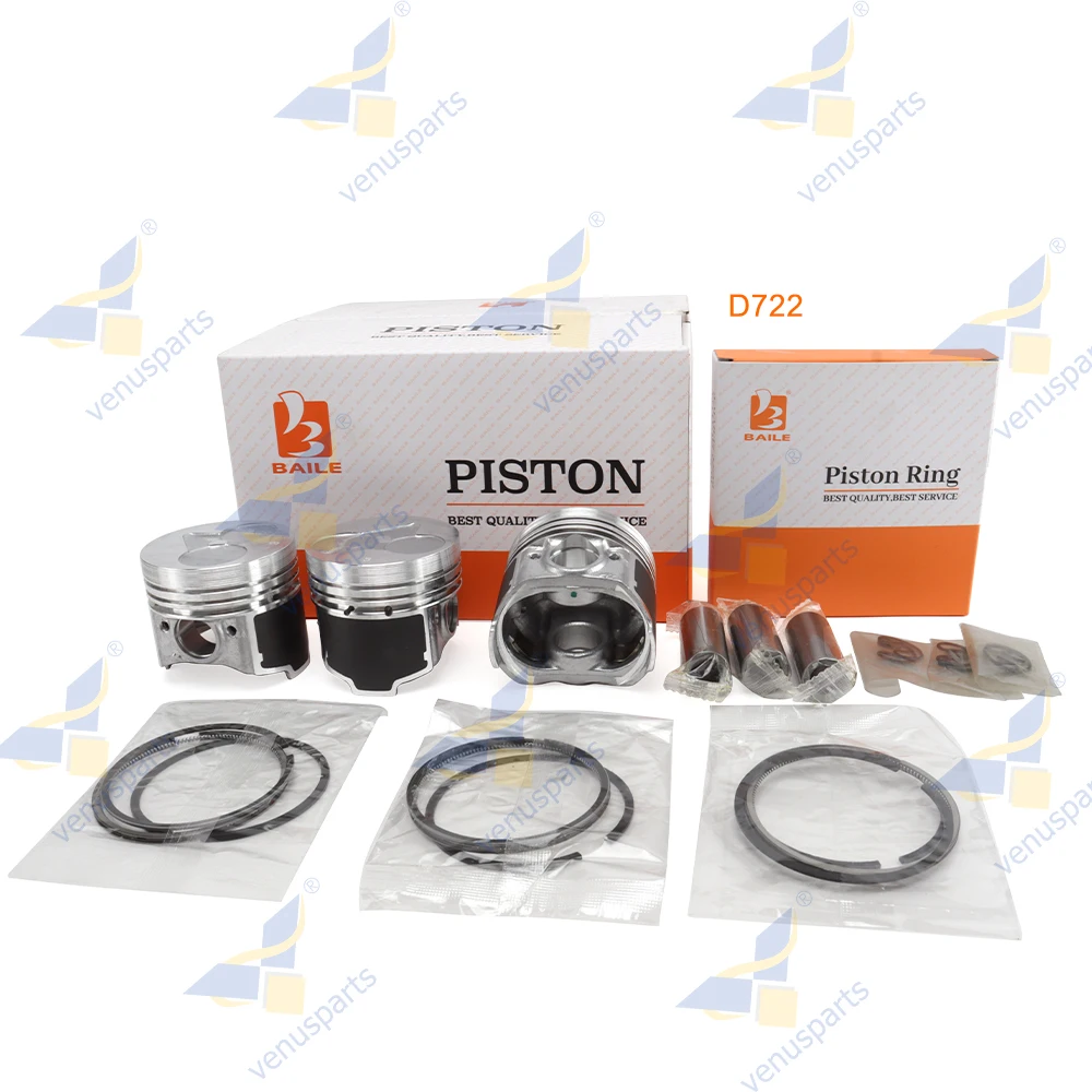 D722 Piston + Piston Rings Kit 3 Set STD 67mm for Kubota Z482 16851-21114 67*1.5HK+1.5+3mm Overhaul Rebuild Kit Engine Parts