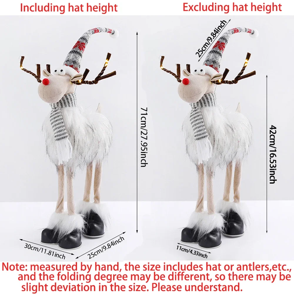 Large Santa Claus Elk Standing Doll with Lights Christmas Ornament For Home Merry Christmas Decorations Navidad Gifts New Year