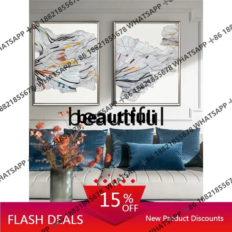 zJ Enamel painting Modern French living room double, abstract line sofa background painting