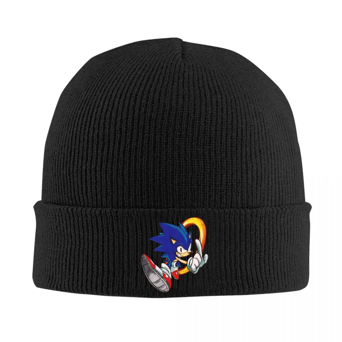 S-Sonic The Hedgehog Beanie Hats fanart Bonnet Hats Unisex Adult Street Y2K Outdoor Knit Hat Autumn Pattern Elastic Caps