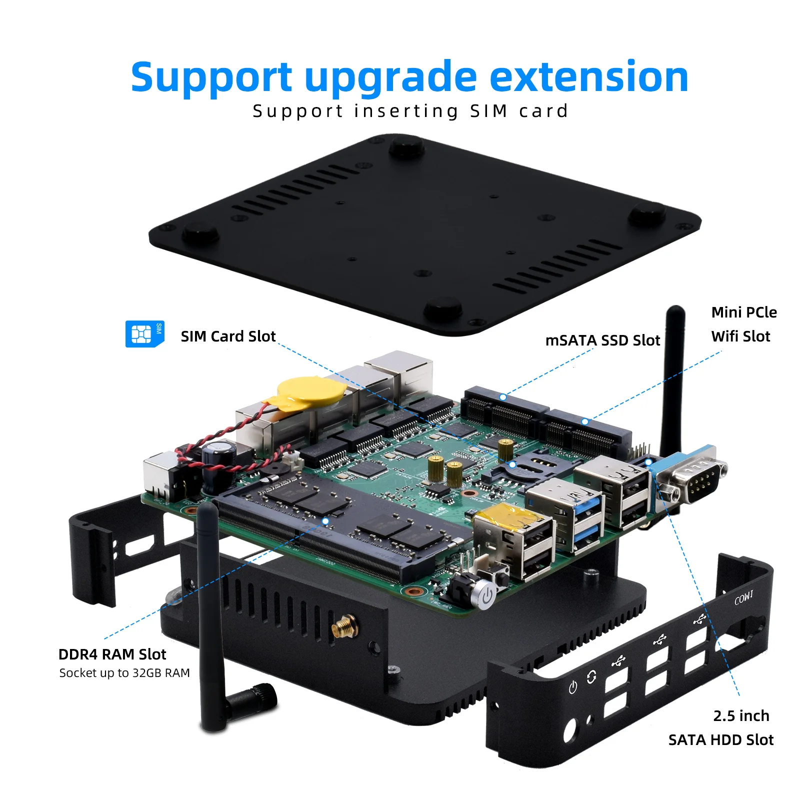 HYSTOU 4Lan мини-компьютер Intel Celeron Quad Core DDR4 RAM SSD 128G безвентиляторный Настольный 4K HD pfSense Windows10pro Linux ПК