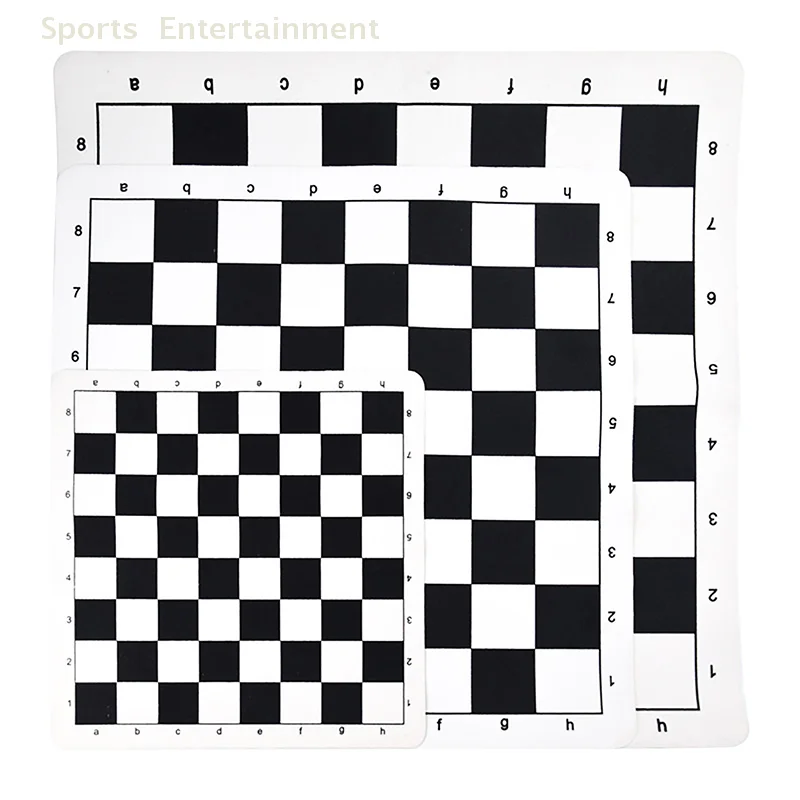 Tablero de ajedrez portátil blanco y negro de cuero PU de 43CM y 51CM, tablero de ajedrez suave para juegos educativos para niños, piezas de ajedrez de madera