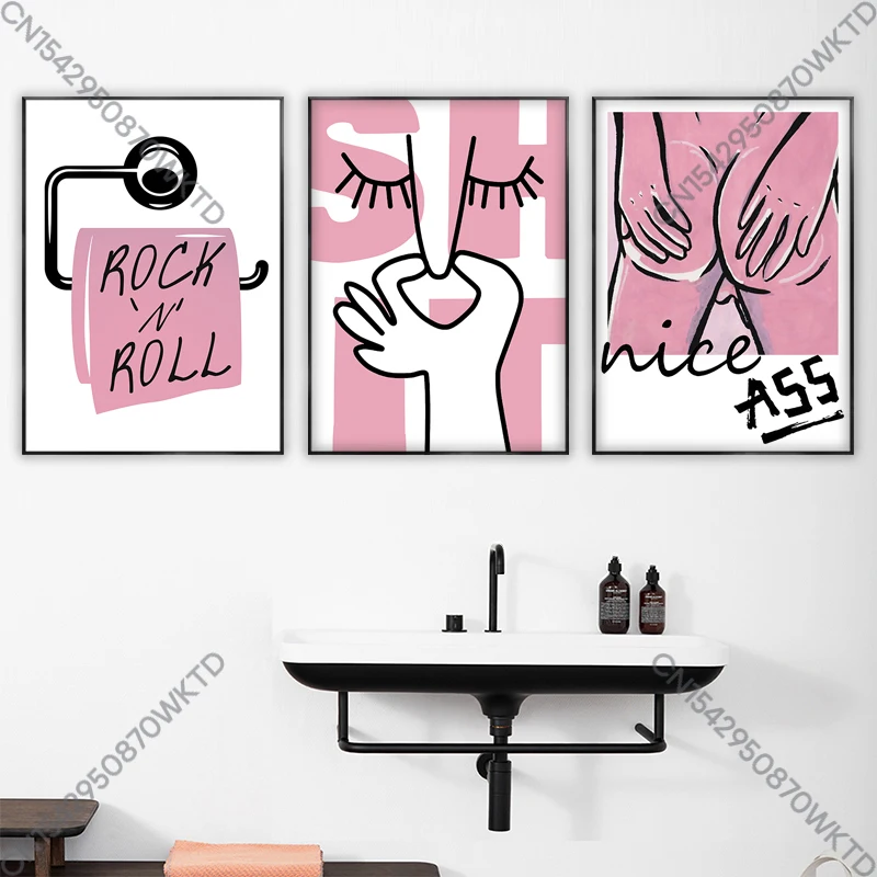 Funny Nice Ass Quotes Humour Bad Smell Abstract Roll Paper Bathroom Poster Canvas Painting Wall Art Picture WC Toilet Room Decor