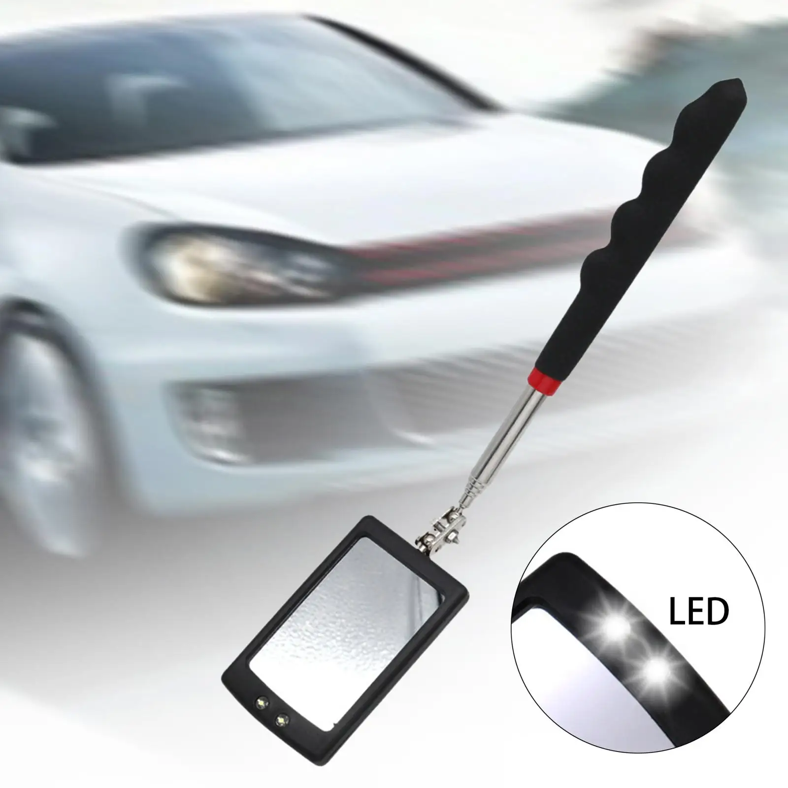 Telescopic Inspection Mirror Pick up Tool with LED for Home Inspector Small Parts Observation Eyelashes Car Repair