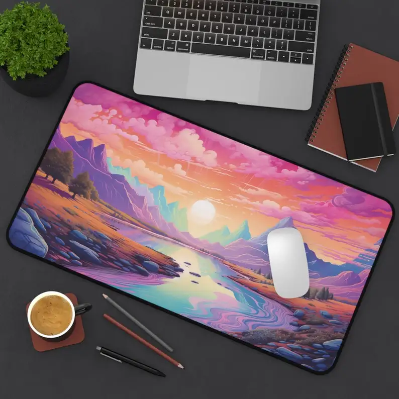 Pastel Valley River Pattern Mousepad,non-slip Waterproof Mouse Pad,office Game Table Decoration Mat,the Perfect Gift for Friends