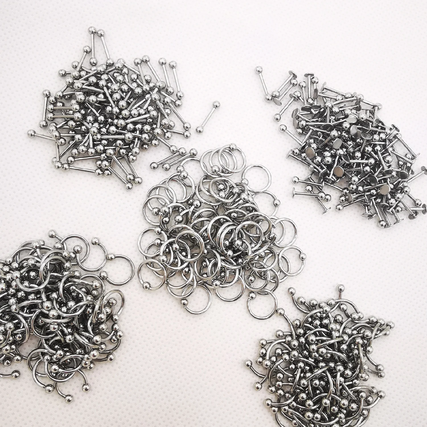 10pcs/lot Straight Curved Cirvular Captive Bead Ring Labret Barbell Nose Eyebrow Lip Ear Studs Stainless Steel Body Jewelry