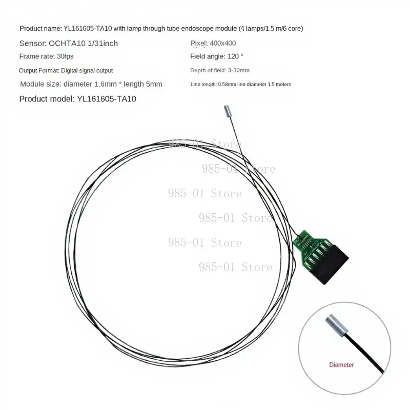 OCHTA10 Endoscope Camera Module with YL426USB Decoding Board, 0.9mm Ultra-thin 400x400 30FPS