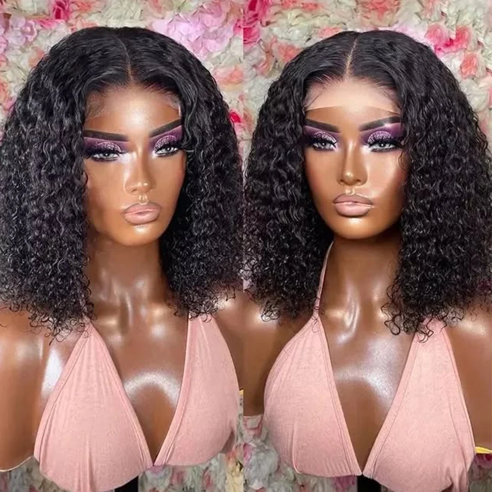 

8-14 Inch Short Kinky Curly Bob Wigs 350 Density 13×6 HD Transparent Lace Wigs Brazilian Remy Preplucked Wear And Go For Women