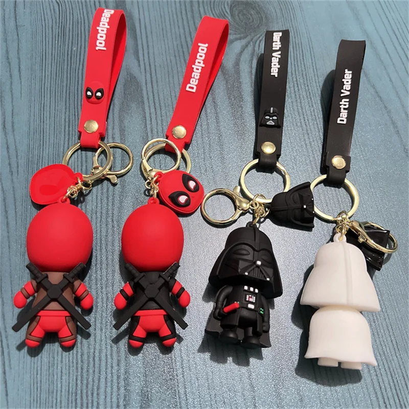 سلسلة مفاتيح شخصية أنيمي من MINISO-Samurai deadpoo ، شخصية كرتونية ، أسود ، زوجين ، حقيبة ظهر ، قلادة مفتاح سيارة ، لعبة أطفال ، هدية حفلة ، جديد