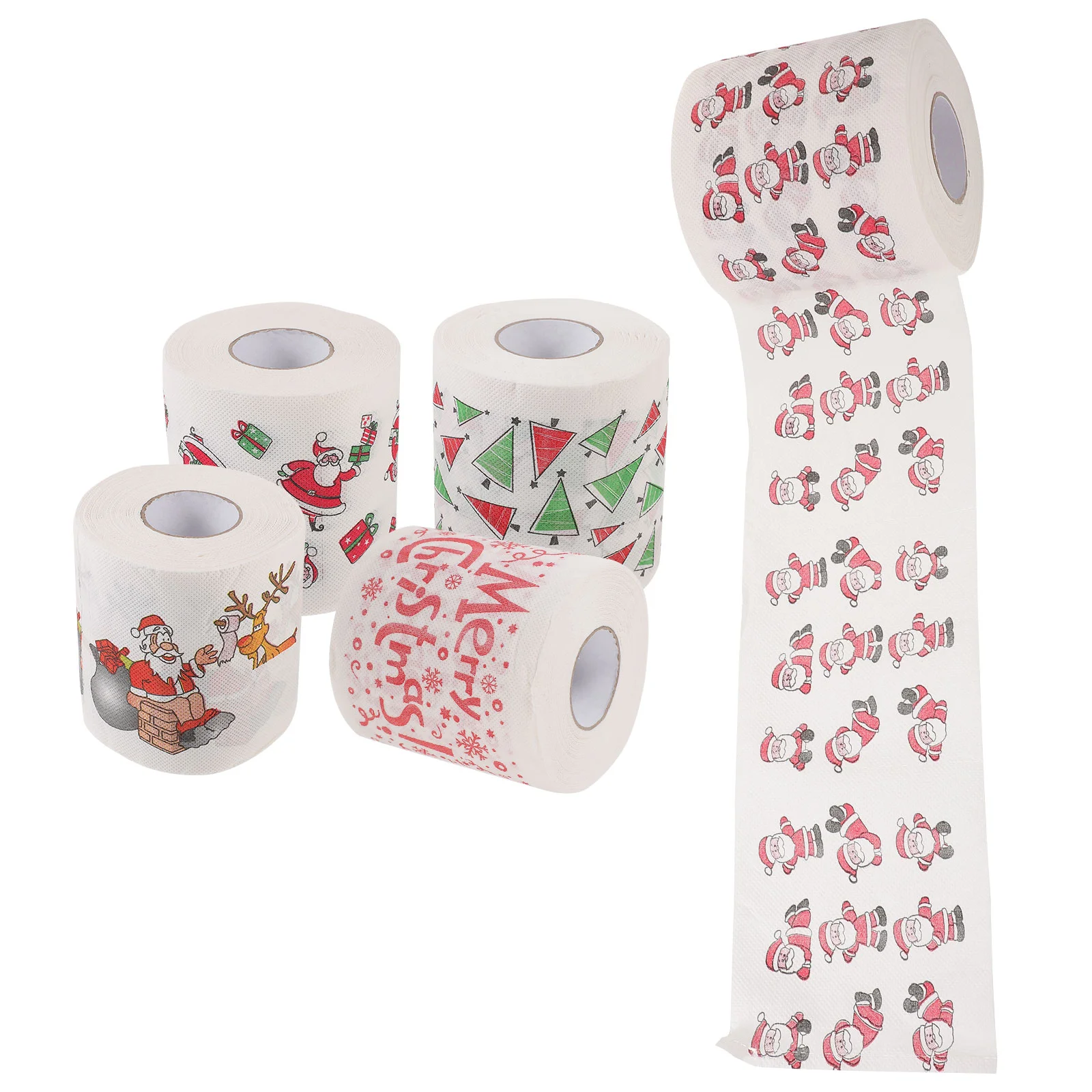 Support de papier toilette à motif de Noël, décor musical, serviettes de fête, essuie-mains, bureau, 5 rouleaux