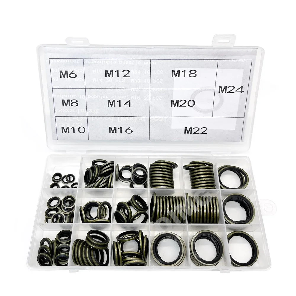 Self-Centered Bonded Seal Oil Washers NBR Metal Gasket for Plumbing Automotive Mechanical Electrical Cylinder Repairs