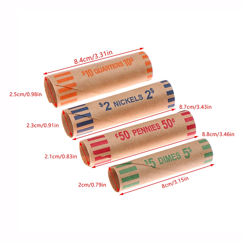 5/10Sets High Quality Kraft Paper Coin Wrapping Tubes Assorted Color-coded Coin Wrappers Preformed Coin Wrappers Rolls