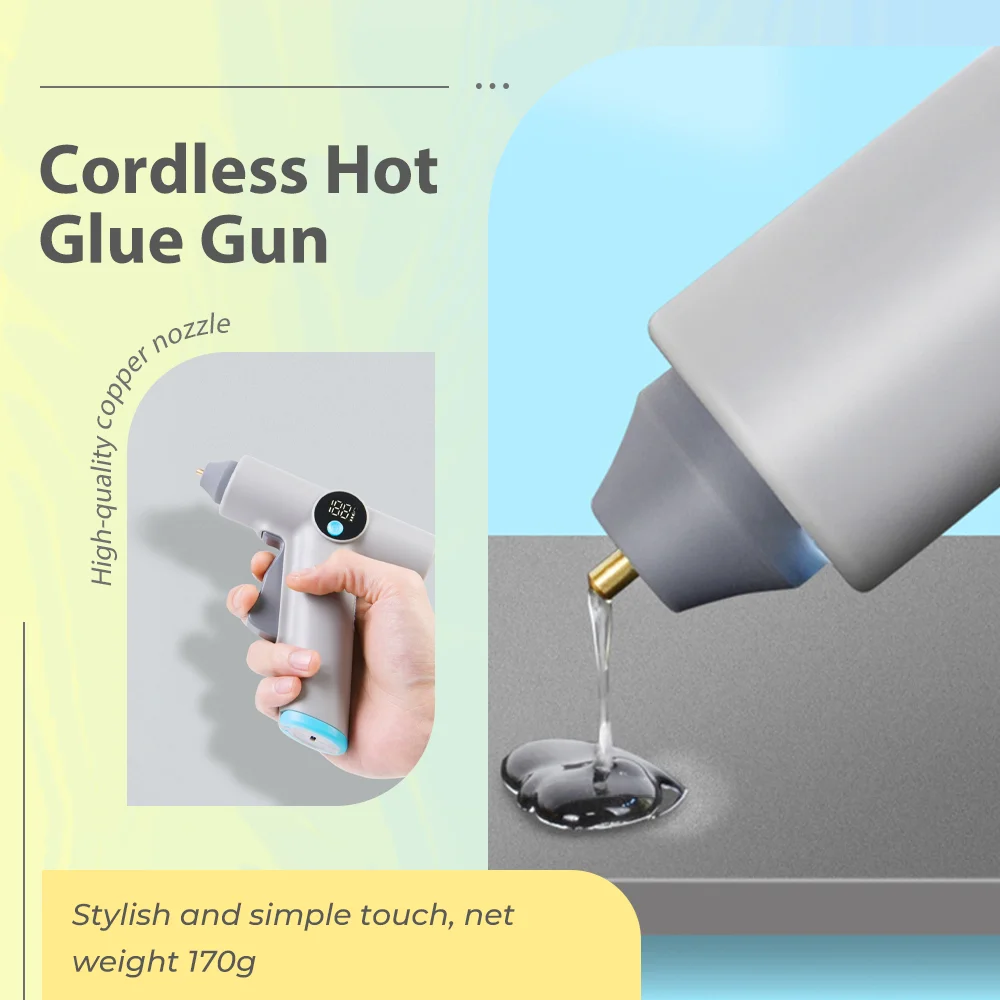 

25W Cordless Hot Melt Glue Gun LED Light Stand 2500mAh USB-C Fast Charging Quick Heating Anti-Scald Design for Crafting