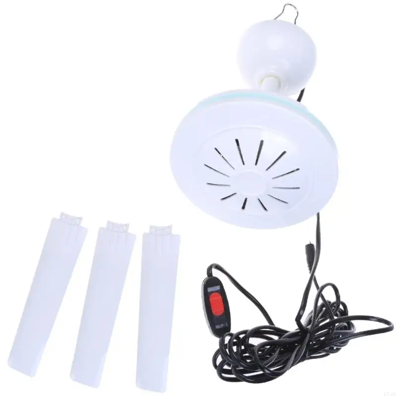 P9JB 12V 20W 5521 Ceiling Fan 3Leaves Hanging Camping Tent Fan Energy Saving Efficient Cooling Fan 5.5x2.1mm