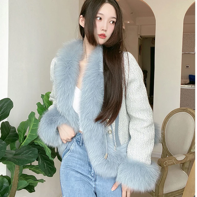 Fox Fur Fur All-in-One Fur Jacket Women Overcoat 2023 Winter Fur Pie Overcome Female Top Fashion Loose Warm Parka Outwear Casaco