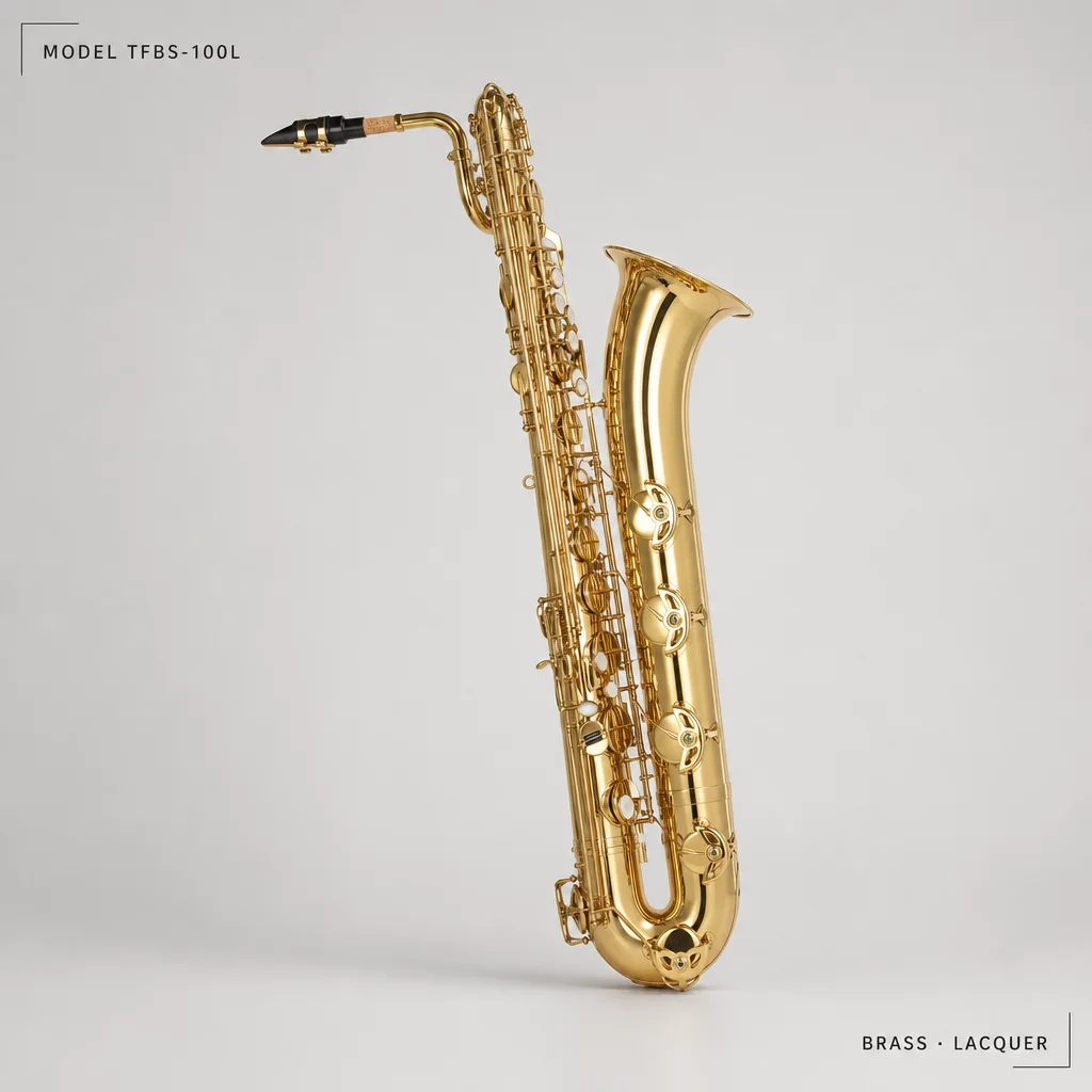 Professional EB Baritone Sax With Brass Body Gold Lacquer Finish Easy Install Wholesale Factory Supply Customized For Orchestra