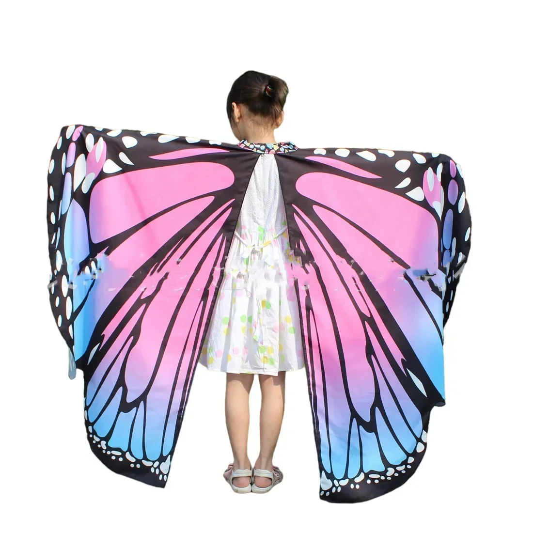 Soft Fabric Butterfly Wings Shawl Fairy Children Nymph Pixie Costume Accessory Girls Dress-up Shawl Cloak Costume Colorful Print