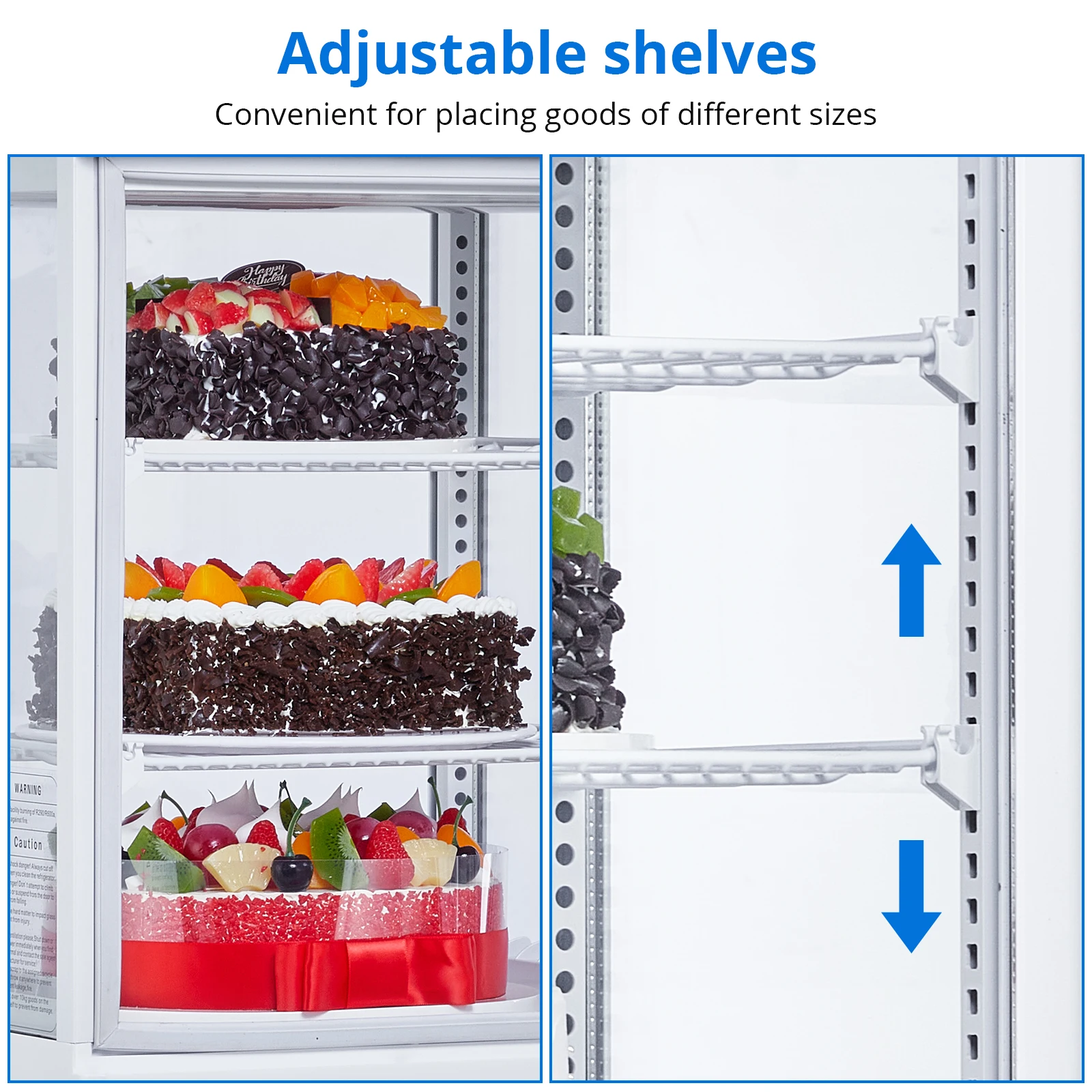 Commercial Cake Display Refrigerator 2.1 Cu.FT Single-Door Merchandiser with Interior LED Lighting Double-Layered Glass Countert