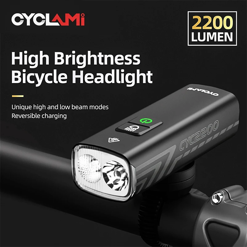 CYCLAMI Bicycle Bike Light LED 2200 Lumens High Brightness Multi-Function Road MTB Cycling Safety Front Lights Bike Front IPX6