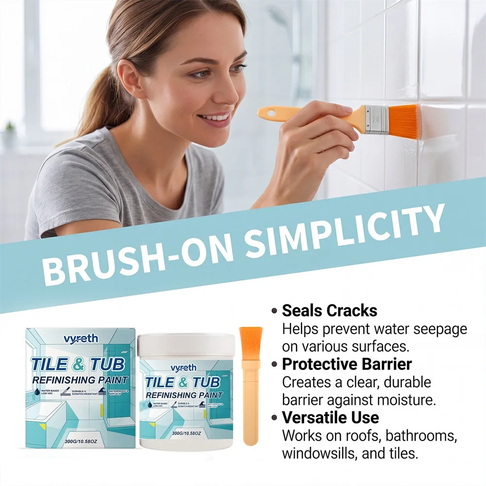 Ceramic Tiles,Bathtub Renovation Paint,Professional Tile Scratch Repair Kit,Long-Lasting Tile Coating,For Bathroom/Home Kitchen