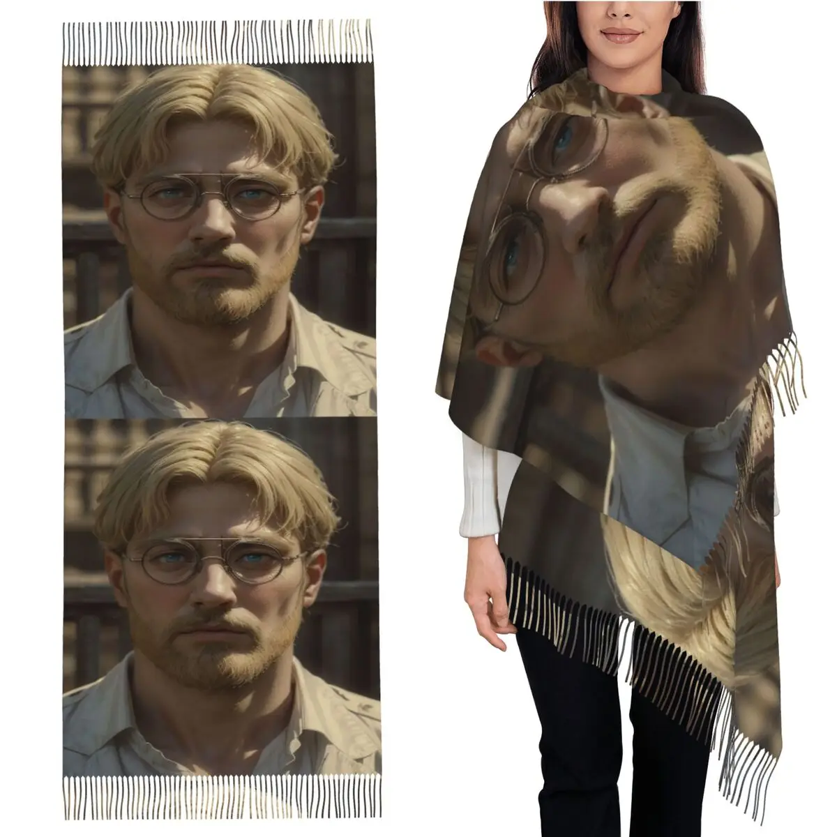 

Атака Титанов Zeke Yeager Шарф Шарфы с кисточками Женские мягкие теплые шали и накидки Длинная осенне-зимняя шаль