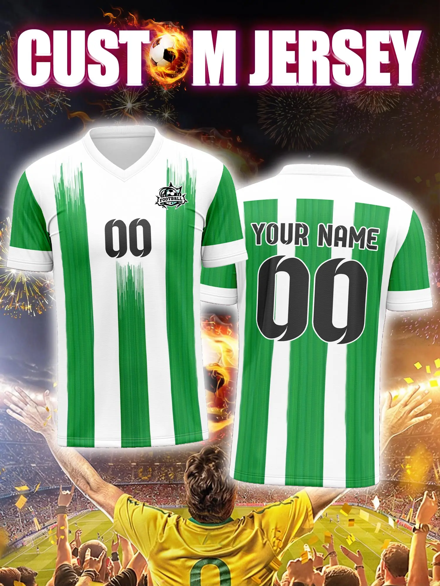 

Футбольная форма на заказ с индивидуальным изображением, номером и именем, мягкая, дышащая, комфортная спортивная футболка.