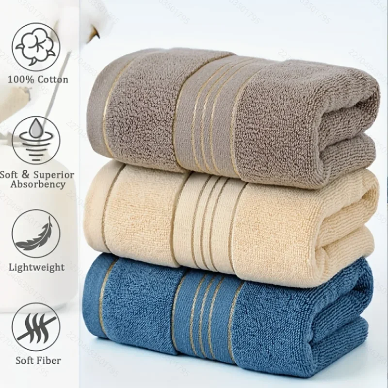 TILONDEX 100% Cotton Towels 35x75cm Set of 3 Ultra Absorbent Quick Dry with Gold Thread Decoration Versatile for Bedroom