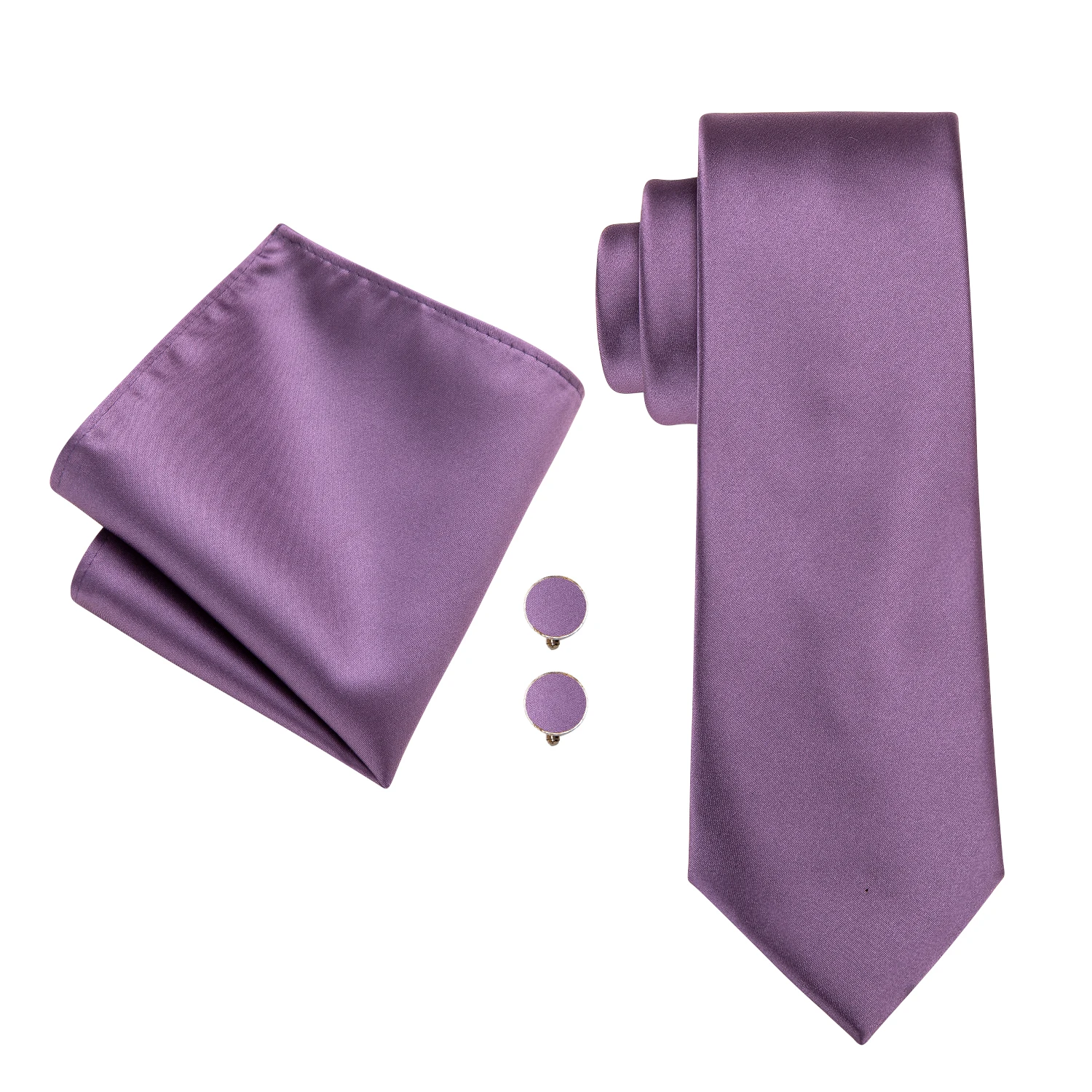 Purple Satin Men's Tie Handkerchief Cufflinks Set Necktie for Men Male Wedding Business Ties Formal Dad Husband Gift