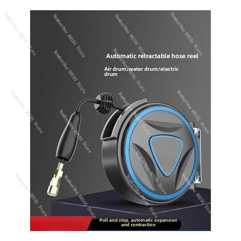 

Automatic Retractable Air Hose Reel, Electric Water Drum Pipe Reel for Auto Repair Car Wash, Pneumatic Tool Air Drum