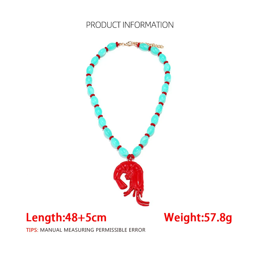 2026 Persönlichkeitsdesign Harz-Perlenketten mit Hummer-Anhänger Halskette für Damen Sommer Strand Party Schmuck Halsaccessoires – Detail 1