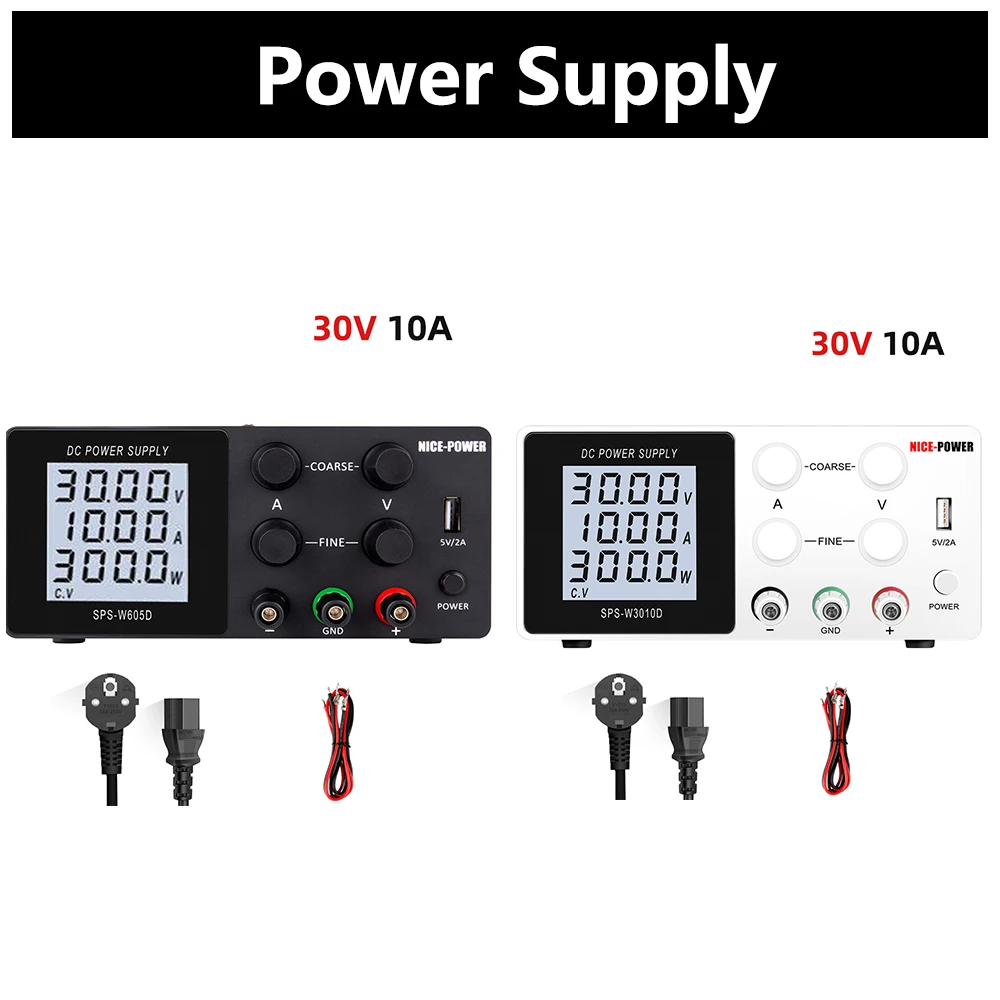 

30V 10A Precision Lab DC Adjustable Power Supply Laboratory 4 Digits Voltage Regulator Stabilizer Switching Bench Source USB DIY