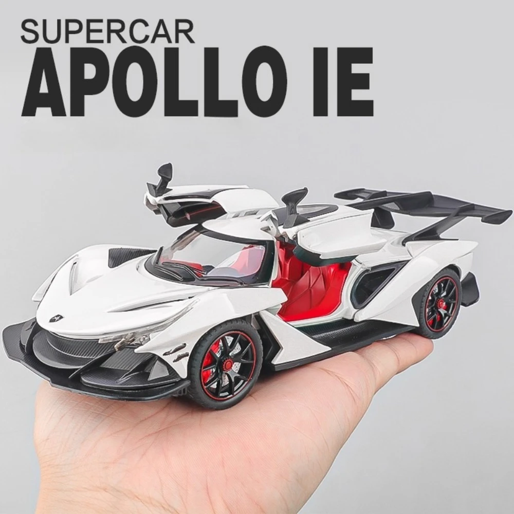 

1:24 Scale Apollo IE EVO Super Car Model Toy Sound Light Pull Back Alloy Diecast Doors Opened Models Kids Home Decoration